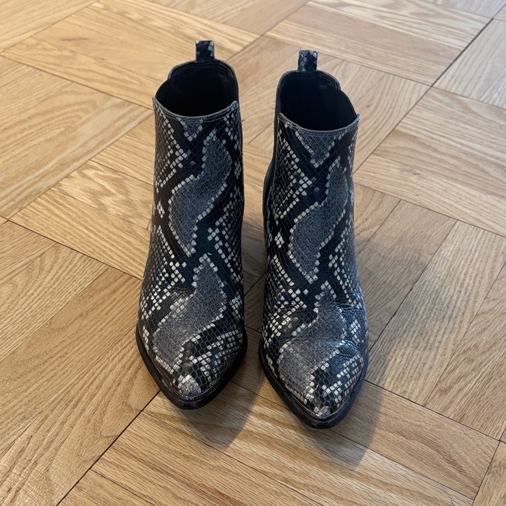 Marc Fisher Black and Gray Patterned Ankle Boots